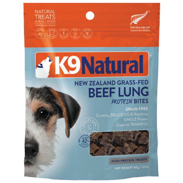 K9 Natural Dog Treats Protein Bites Beef Lung 2.1oz URBAN PAW PETS