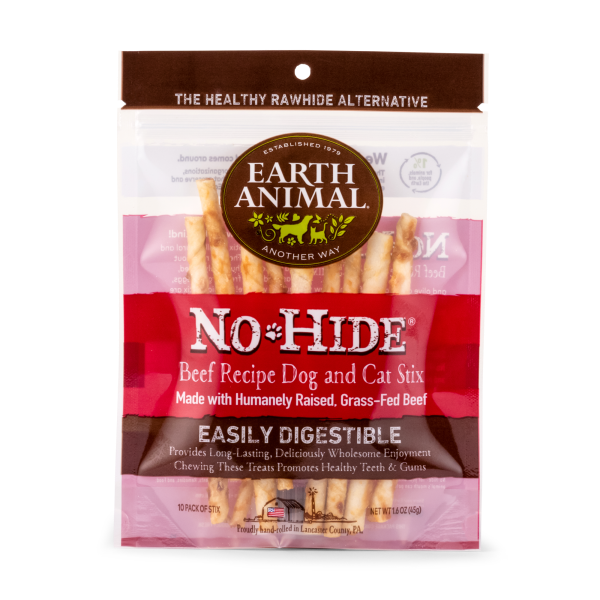 Earth Animal Dog/Cat NoHide Chew Stix Beef 10pk