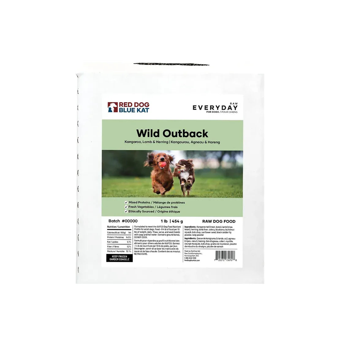 Everyday Raw Wild Outback (Kangourou, Agneau & Poisson) pour chiens en vrac (12 x 450 g)