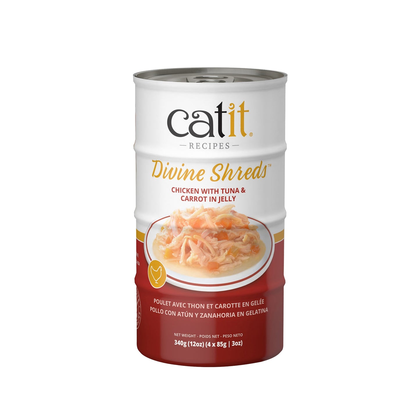 Catit Divine Shreds - Chicken with Tuna & Carrot in Jelly - 4 x 85 g Cans URBAN PAW PETS