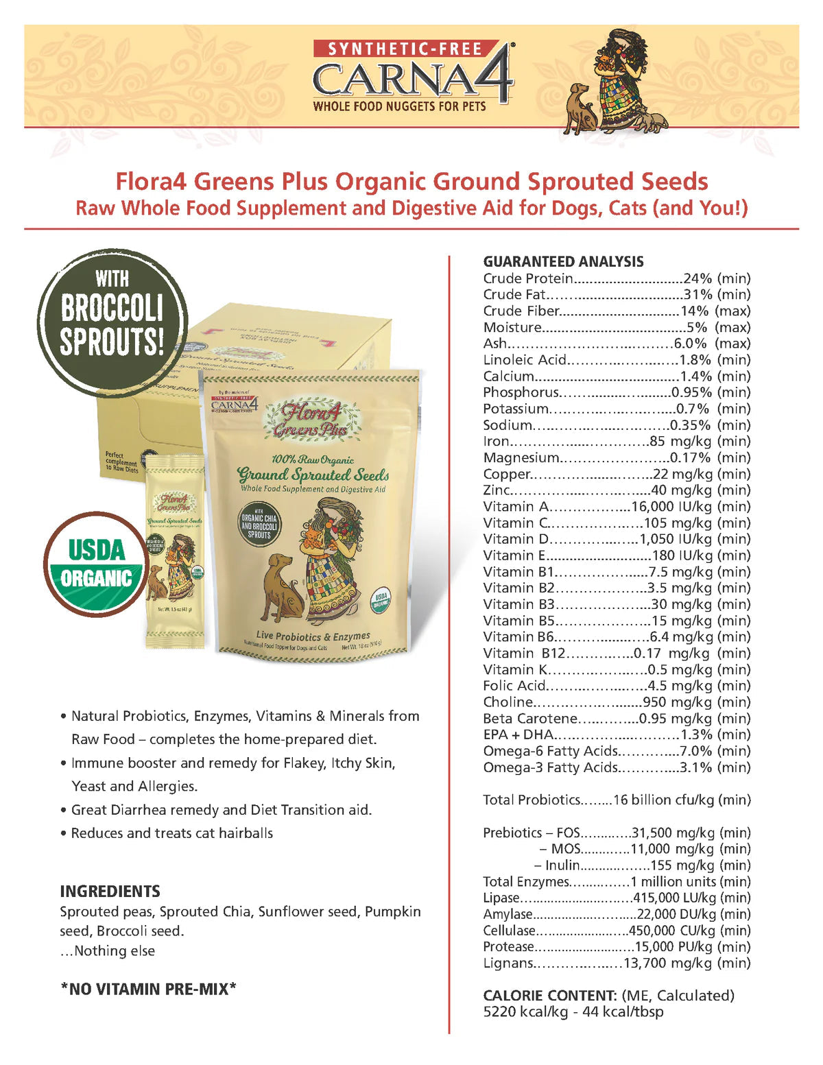 Carna4 - Flora4 Greens Plus Sprouted Seed Topper URBANPAWPETS LTD.