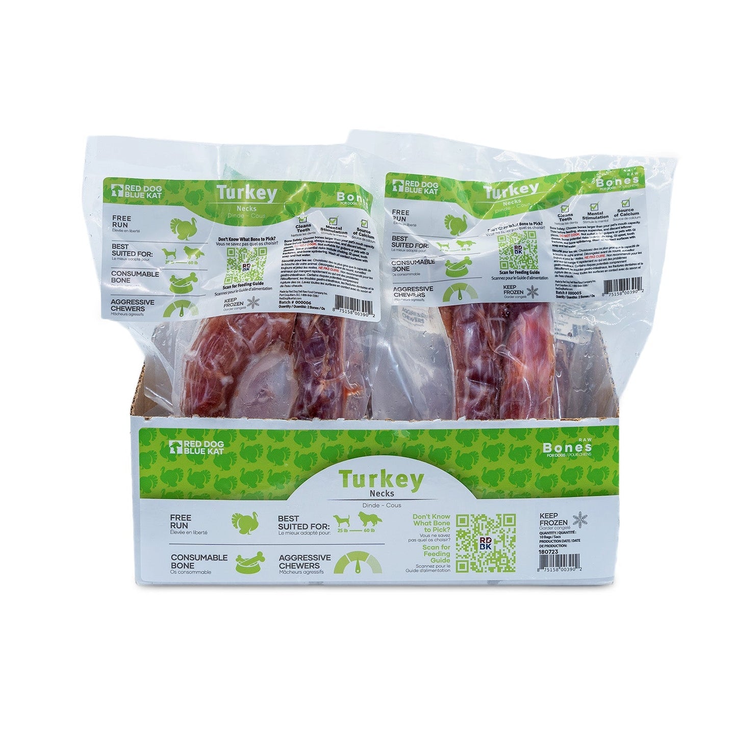 Non-medicated Turkey Neck Bones (2 per Pkg) Red Dog Blue Kat