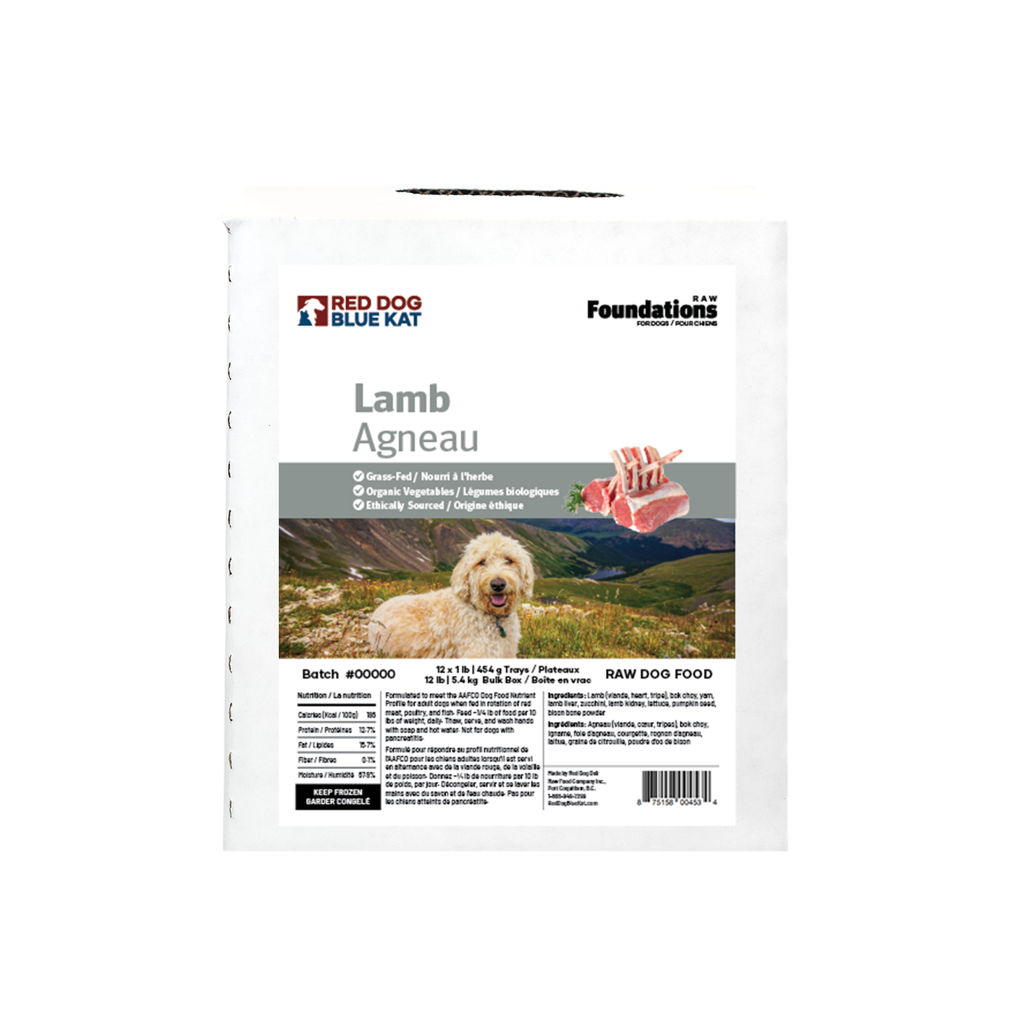 Foundations Lamb Recipe for Dogs - Bulk (12 x 1lb) Red Dog Blue Kat