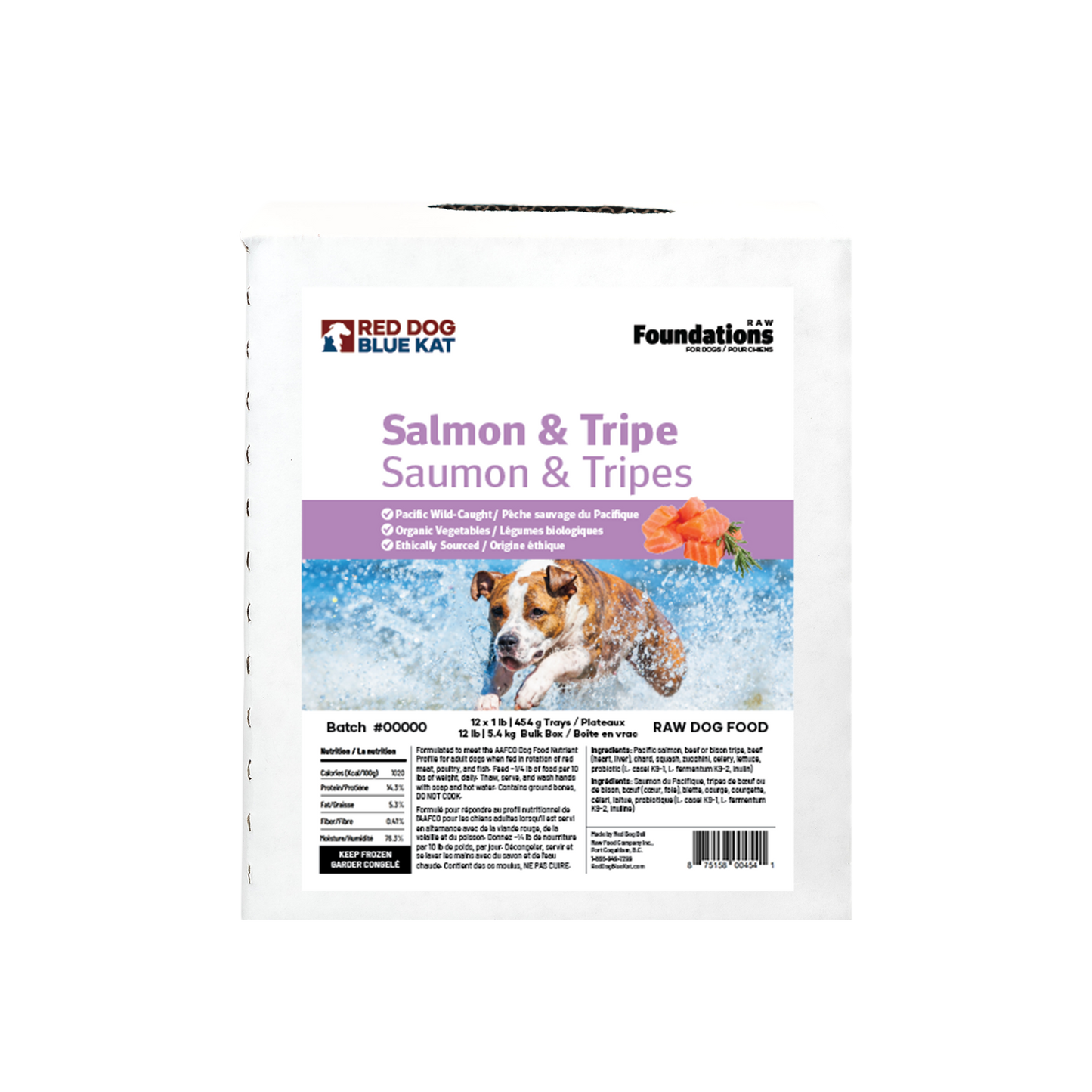 Foundations Salmon & Tripe Recipe for Dogs - Bulk (12 x 1lb) Red Dog Blue Kat