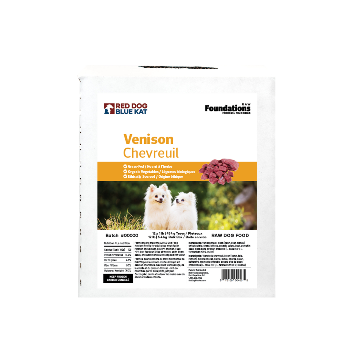 Foundations Venison Recipe for Dogs - Bulk (12 x 1lb) Red Dog Blue Kat
