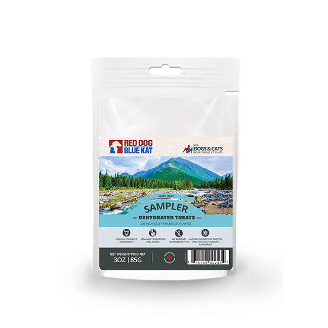Sampler of Dehydrated Treats 85g bag Red Dog Blue Kat