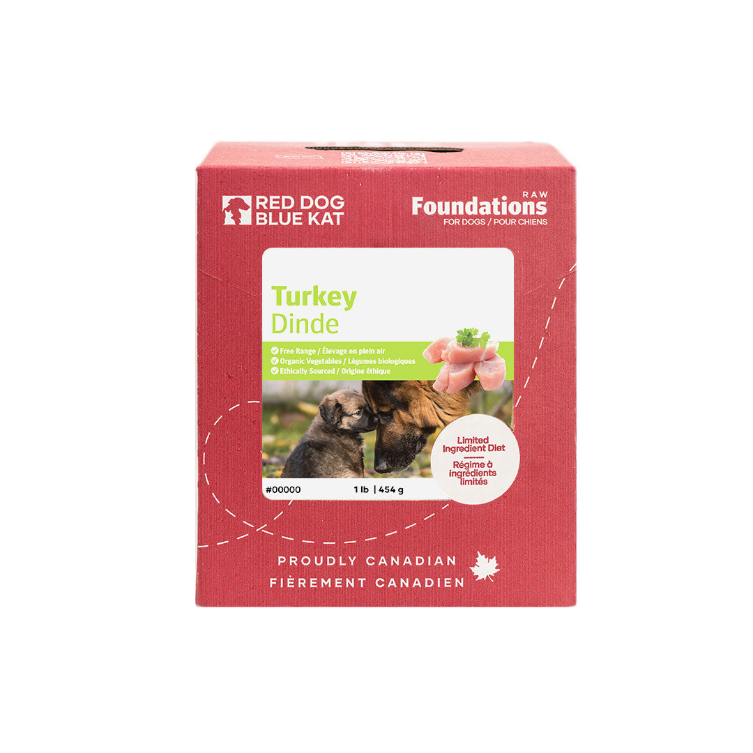 Foundations Dog Turkey 1 lb (8 per case) Red Dog Blue Kat