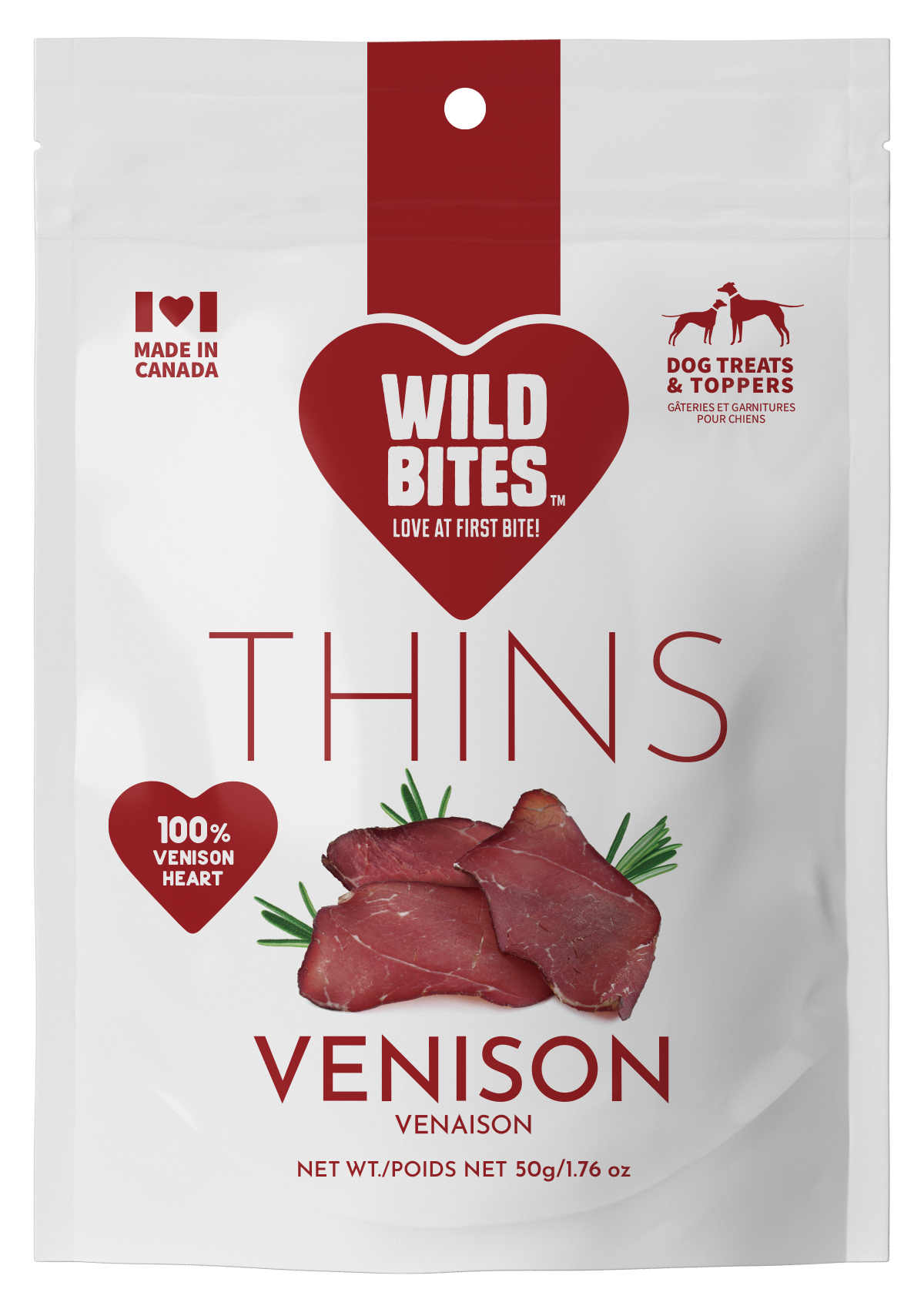 VENISON HEART THINS 50 gr Wild Bites