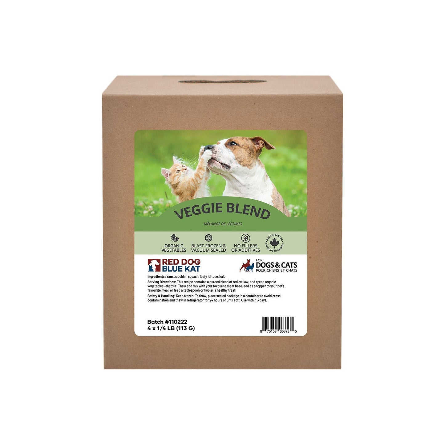 Organic Veggies 4 x 1/4 lb (4 per case) Red Dog Blue Kat
