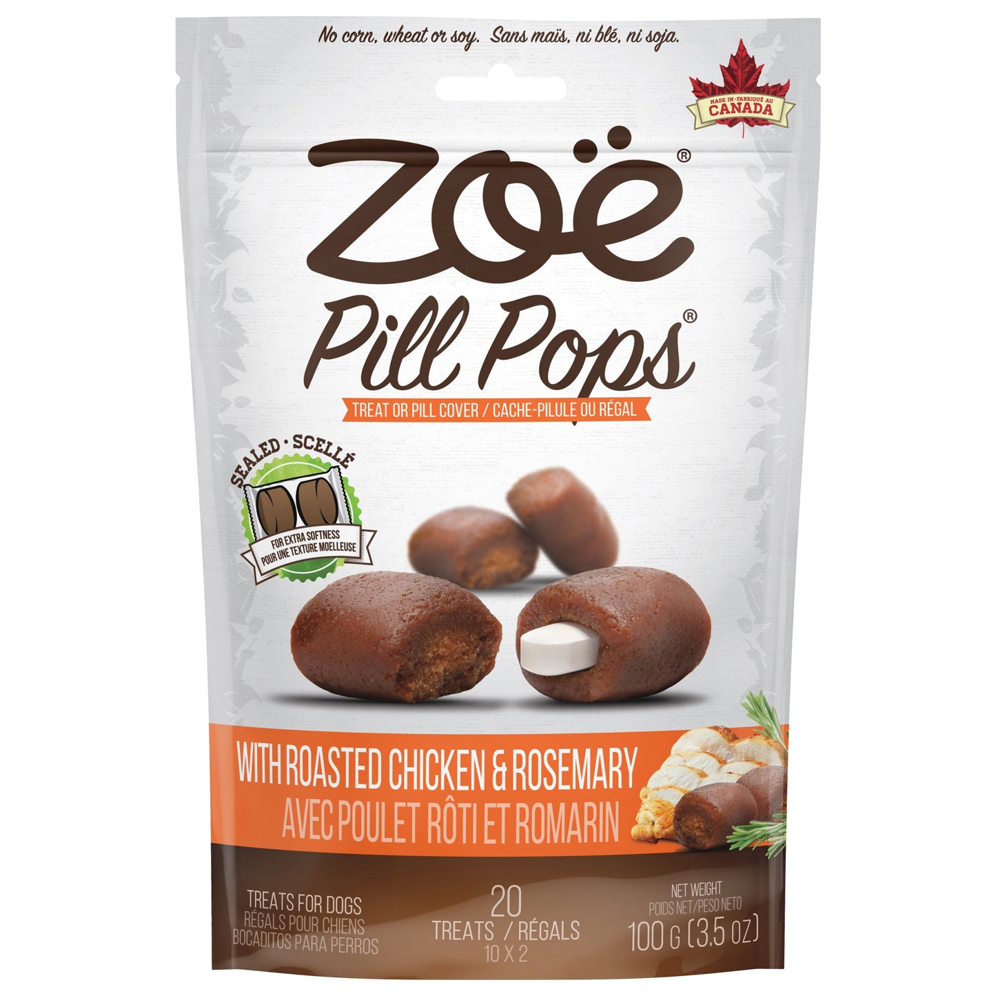 Zoë Pill Pops - Roasted Chicken with Rosemary - 100 g (3.5 oz) URBAN PAW PETS