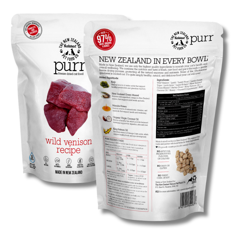 NZ Natural Pet Food Co - Freeze Dried - Food - Purr - Wild Venison 280g