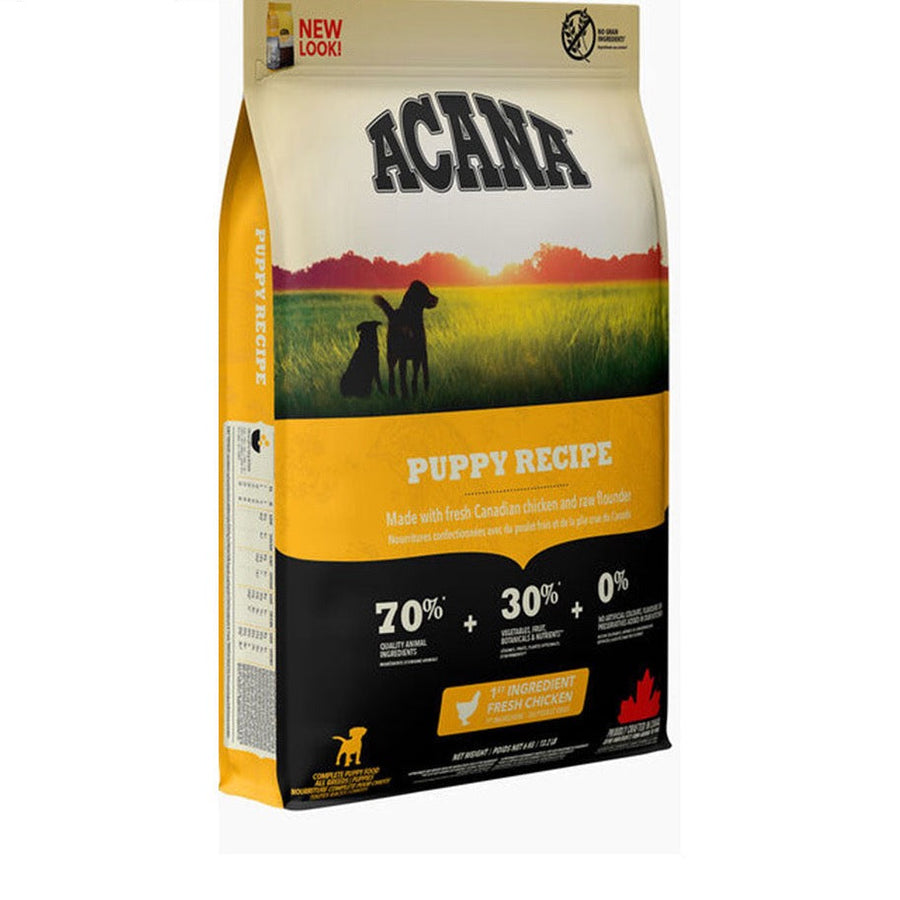 ACANA Puppy Recipe dry dog food bag, front of pack