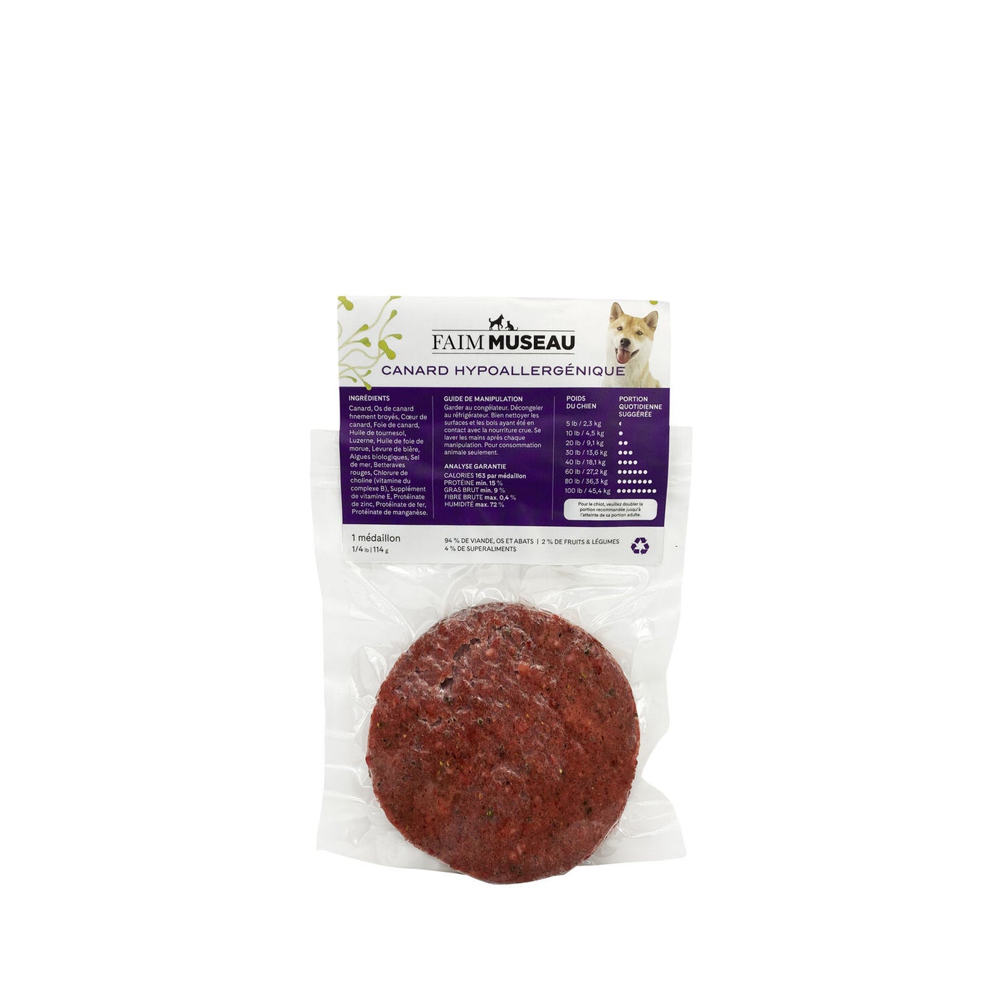 Raw dog food, hypoallergenic duck Image NaN