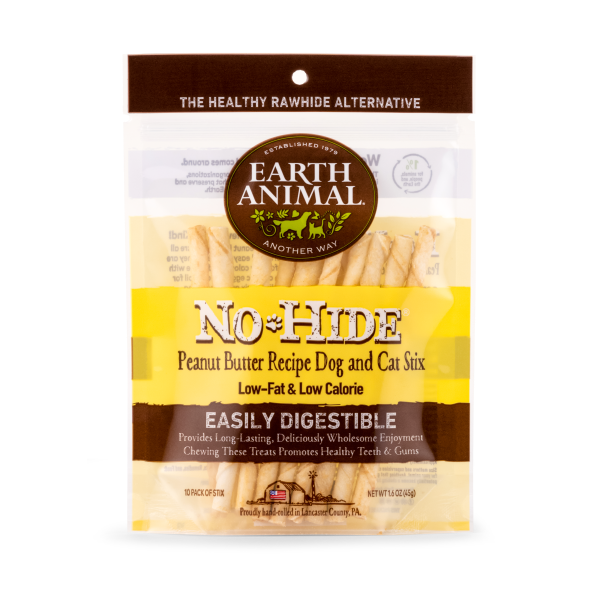 Earth Animal Dog/Cat NoHide Chew Stix Peanut Butter 10pk URBANPAWPETS LTD.