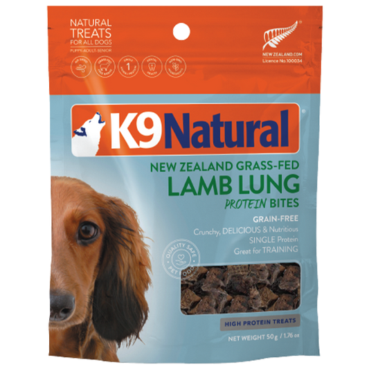 K9 Natural Dog Treats Protein Bites Lamb Lung 1.76oz