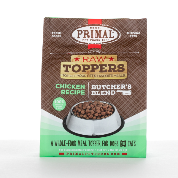 Primal Butcher’s Blend Chicken Raw Topper for Dogs & Cats – 2 lb