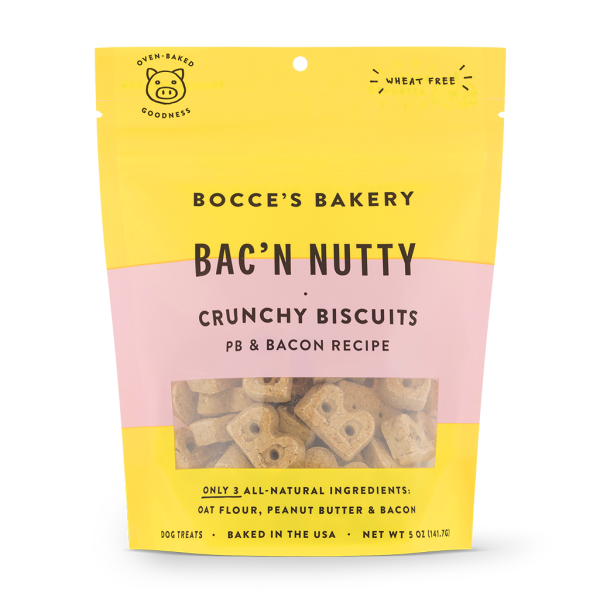 Bocce's Bakery Dog Crunchy Biscuits Bac'N Nutty 5 oz