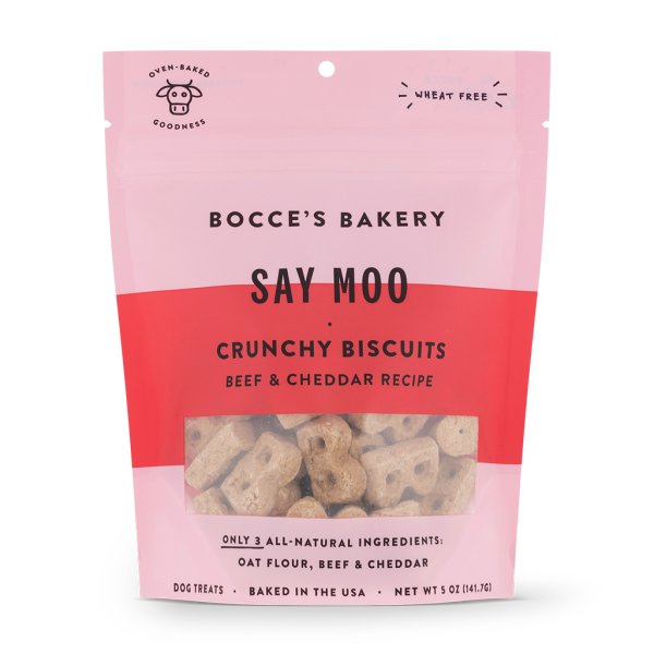 Bocce's Bakery Dog Crunchy Biscuits Say Moo 5 oz