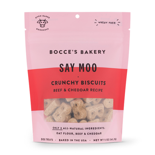 Bocce's Bakery Dog Crunchy Biscuits Say Moo 5 oz