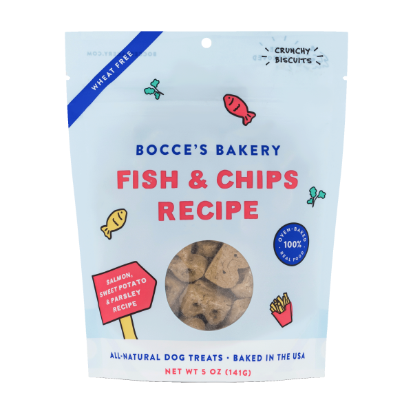 Bocce's Bakery Dog Crunchy Biscuits Fish & Chips 5 oz URBAN PAW PETS