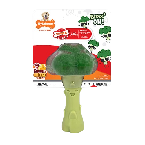 Nylabone® Power Chew Broccoli "Brocc' On!" Dog Toy - Bacon & Cheese Flavor