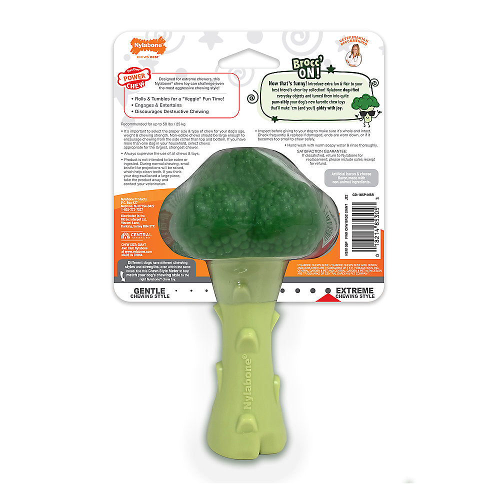 Nylabone® Power Chew Broccoli "Brocc' On!" Dog Toy - Bacon & Cheese Flavor