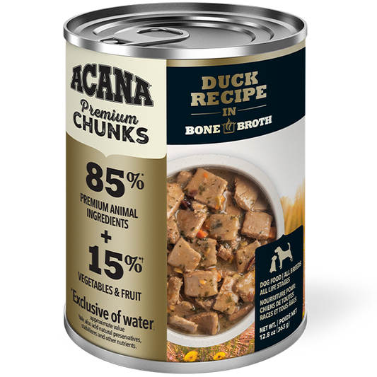 Dog Premium Chunks Duck in Bone Broth 12/363g +%5 Case Discount Acana