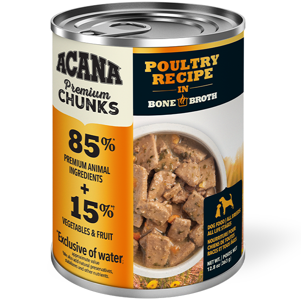 Dog Premium Chunks Poultry in BoneBroth 12/363g +%5 Case Discount Acana