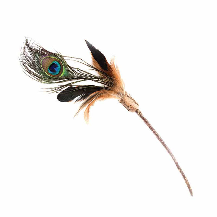 Natural Cat Toys - Silver Vine - Teaser - Feather - Peacock - Long - 40cm URBAN PAW PETS