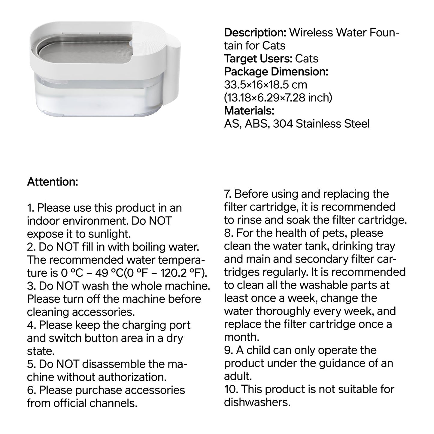 Pidan Cat Water Fountain Wireless Type URBAN PAW PETS