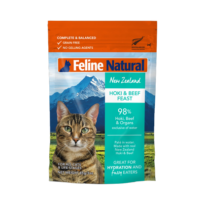 Feline Natural - Pouches - Hoki & Beef Feast - 85g (Case of 12)