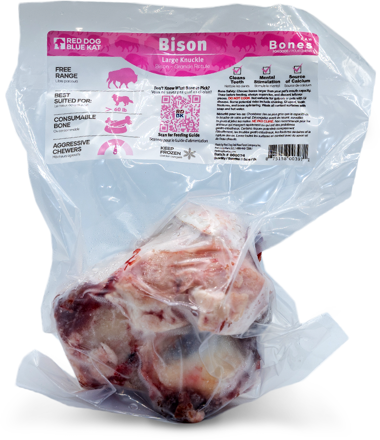 Bison Bone - Large Knuckle (Case 6 CT) - BISONKL Red Dog Blue Kat