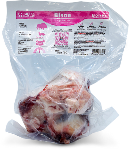 Bison Bone - Large Knuckle (Case 6 CT) - BISONKL Red Dog Blue Kat