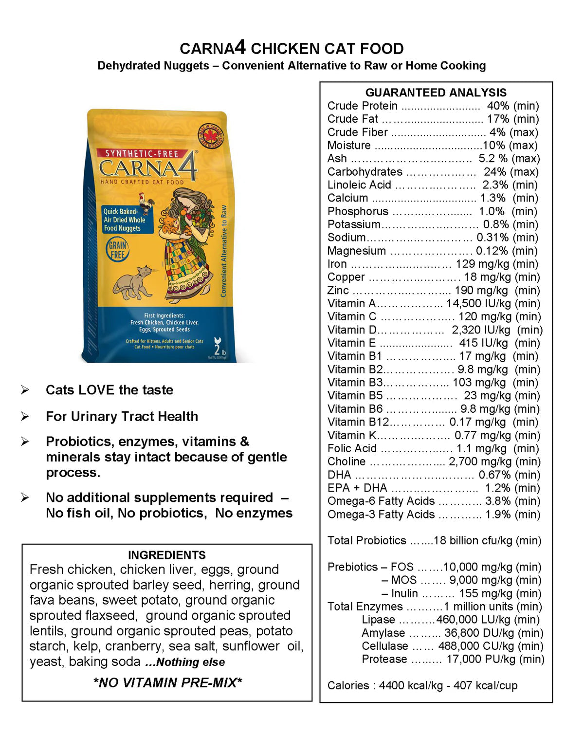 Carna4 - Cat - Chicken Formula URBANPAWPETS LTD.