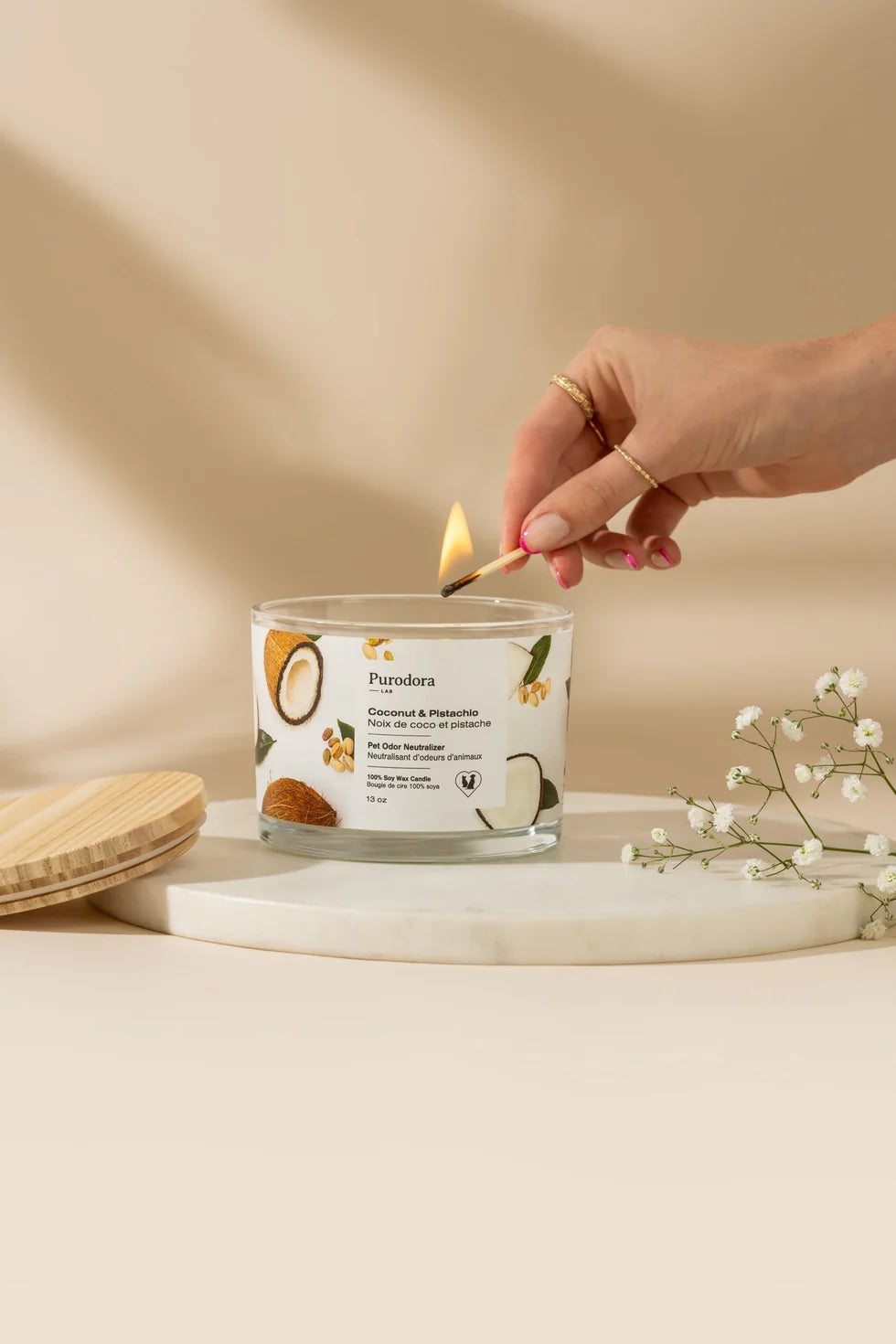 PURODORA Odor Neutralizer Coconut-Pistachio Soy Wax Candle URBAN PAW PETS