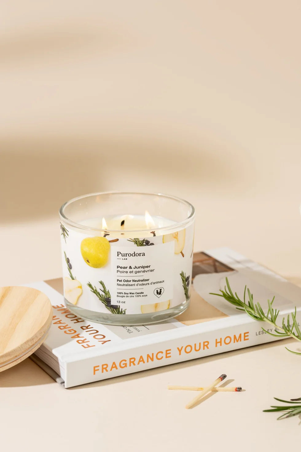 PURODORA Odor Neutralizer Pear-Juniper Soy Wax Candle URBAN PAW PETS