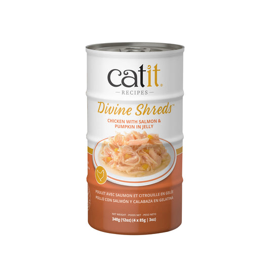 Catit Divine Shreds - Chicken with Salmon & Pumpkin in Jelly - 4 x 85 g Cans URBAN PAW PETS