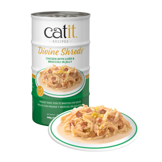 Catit Divine Shreds - Chicken with Liver & Broccoli in Jelly - 4 x 85 g Cans URBAN PAW PETS