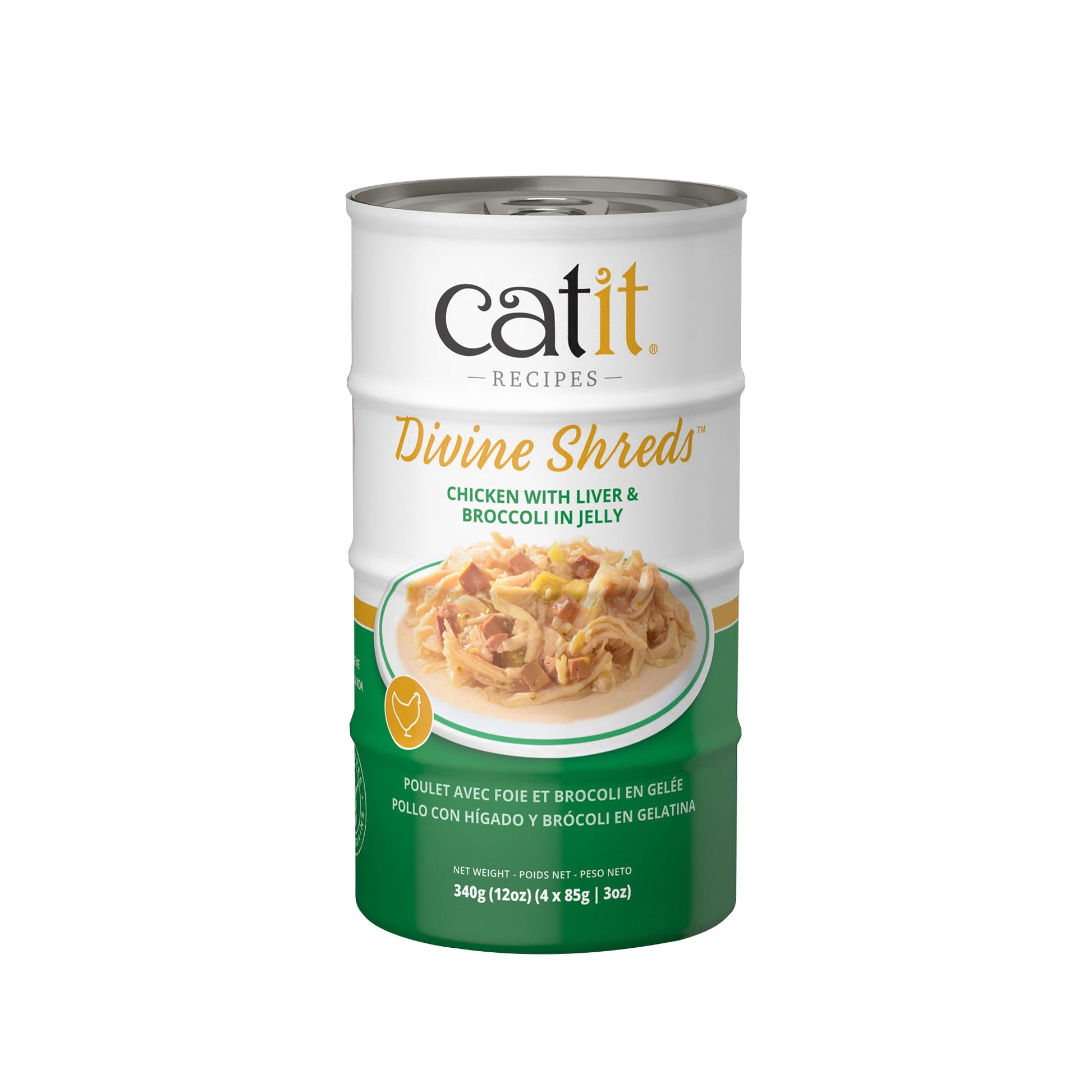 Catit Divine Shreds - Chicken with Liver & Broccoli in Jelly - 4 x 85 g Cans URBAN PAW PETS