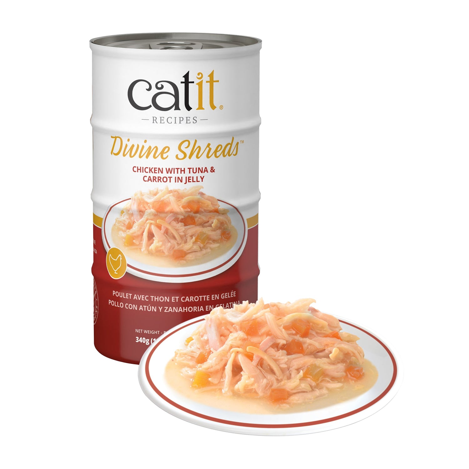 Catit Divine Shreds - Chicken with Tuna & Carrot in Jelly - 4 x 85 g Cans URBAN PAW PETS