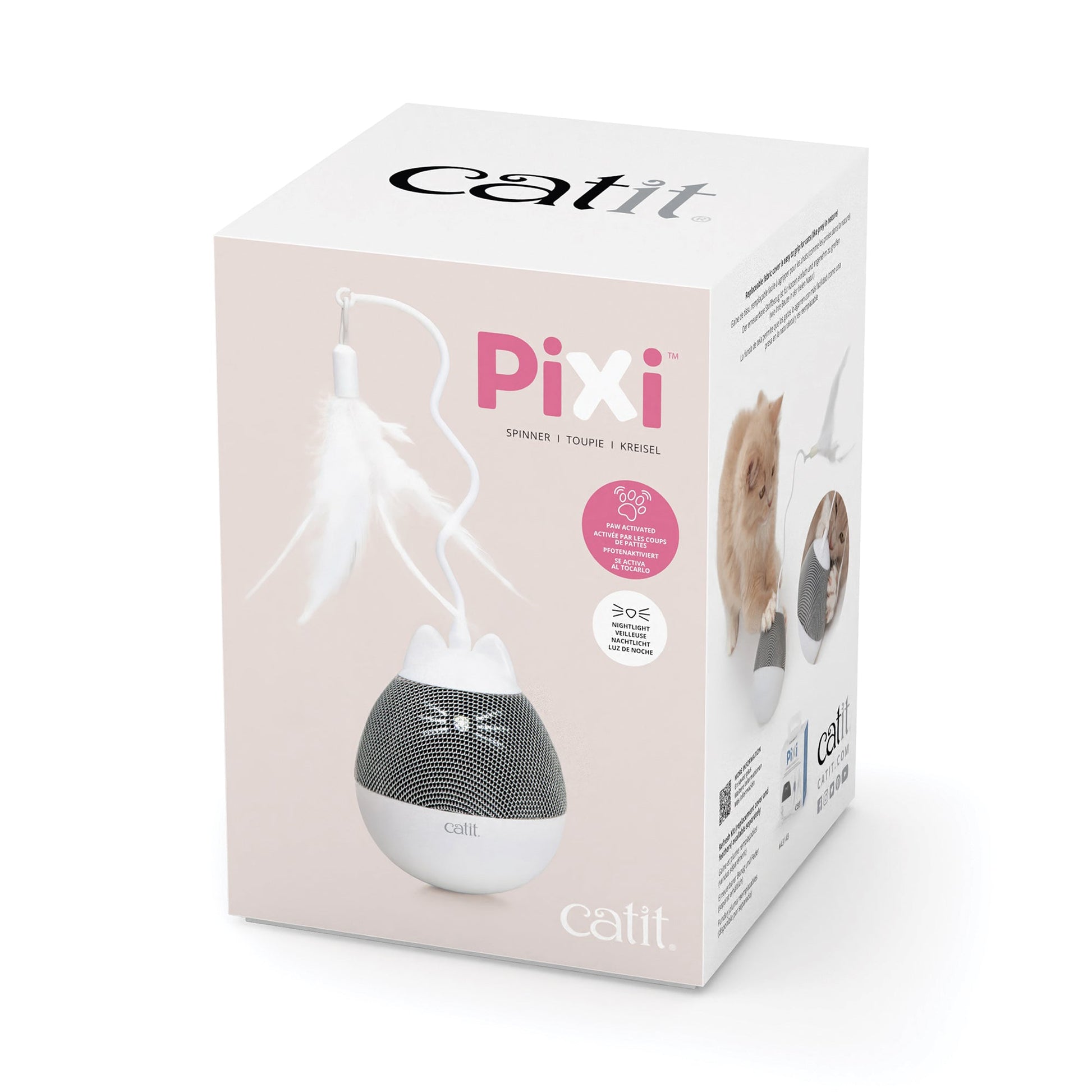 Catit PIXI Spinner Electronic Cat Toy - White & Grey URBAN PAW PETS
