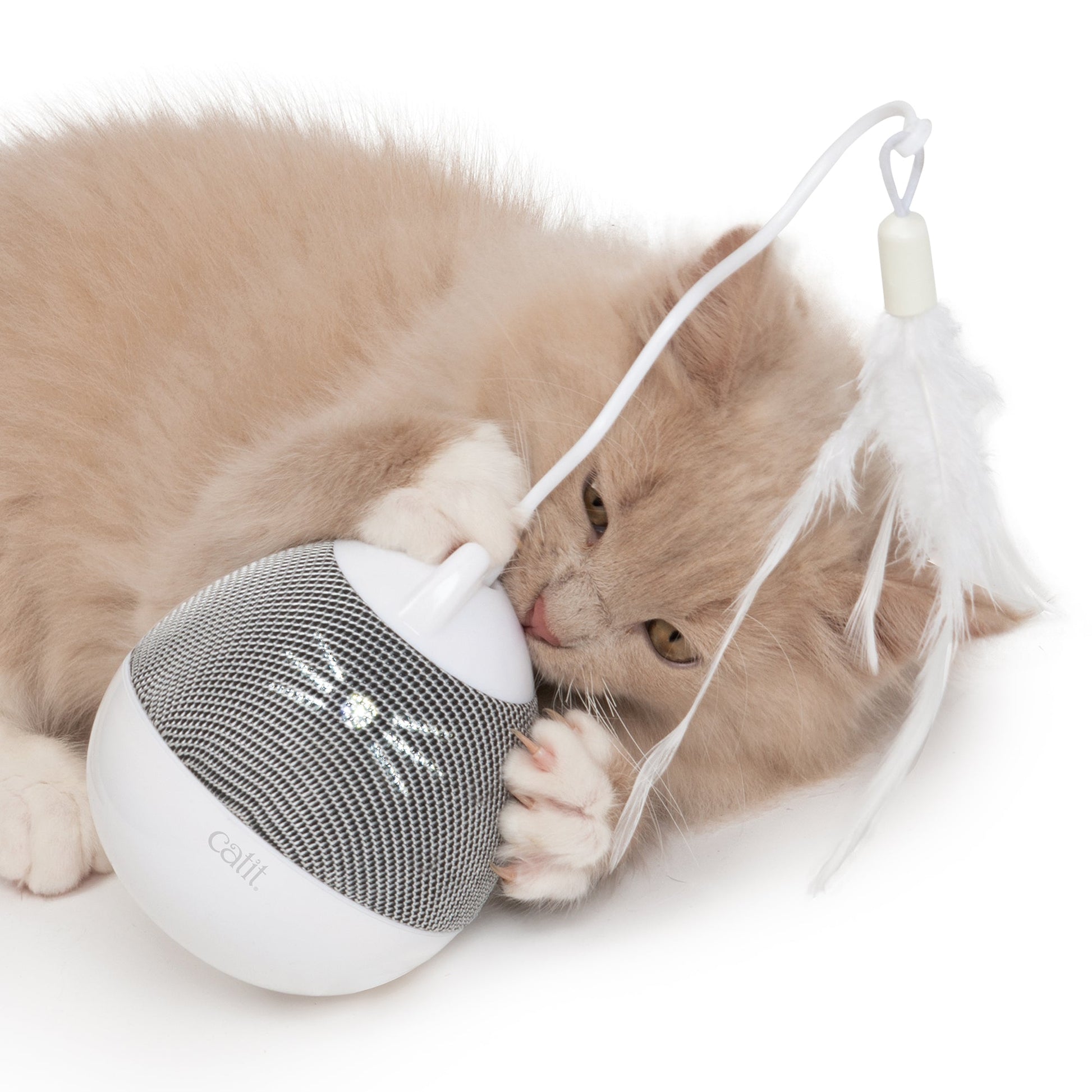 Catit PIXI Spinner Electronic Cat Toy - White & Grey URBAN PAW PETS