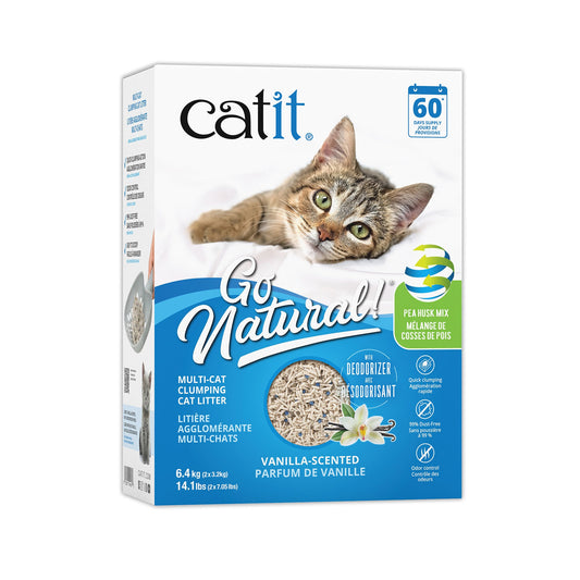 Catit Go Natural! Pea Husk Mix Multi-Cat Clumping Cat Litter - Vanilla - 6.4 kg (14.1 lbs) Box URBAN PAW PETS