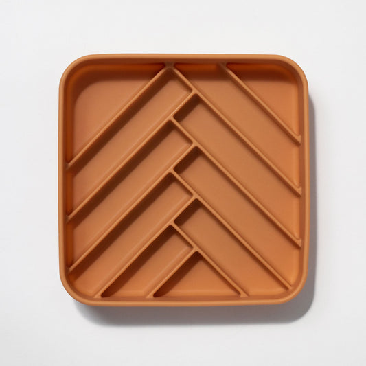 chevron slow feeder bowl - nutmeg