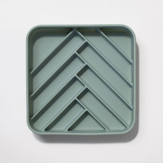 chevron slow feeder bowl - seafoam