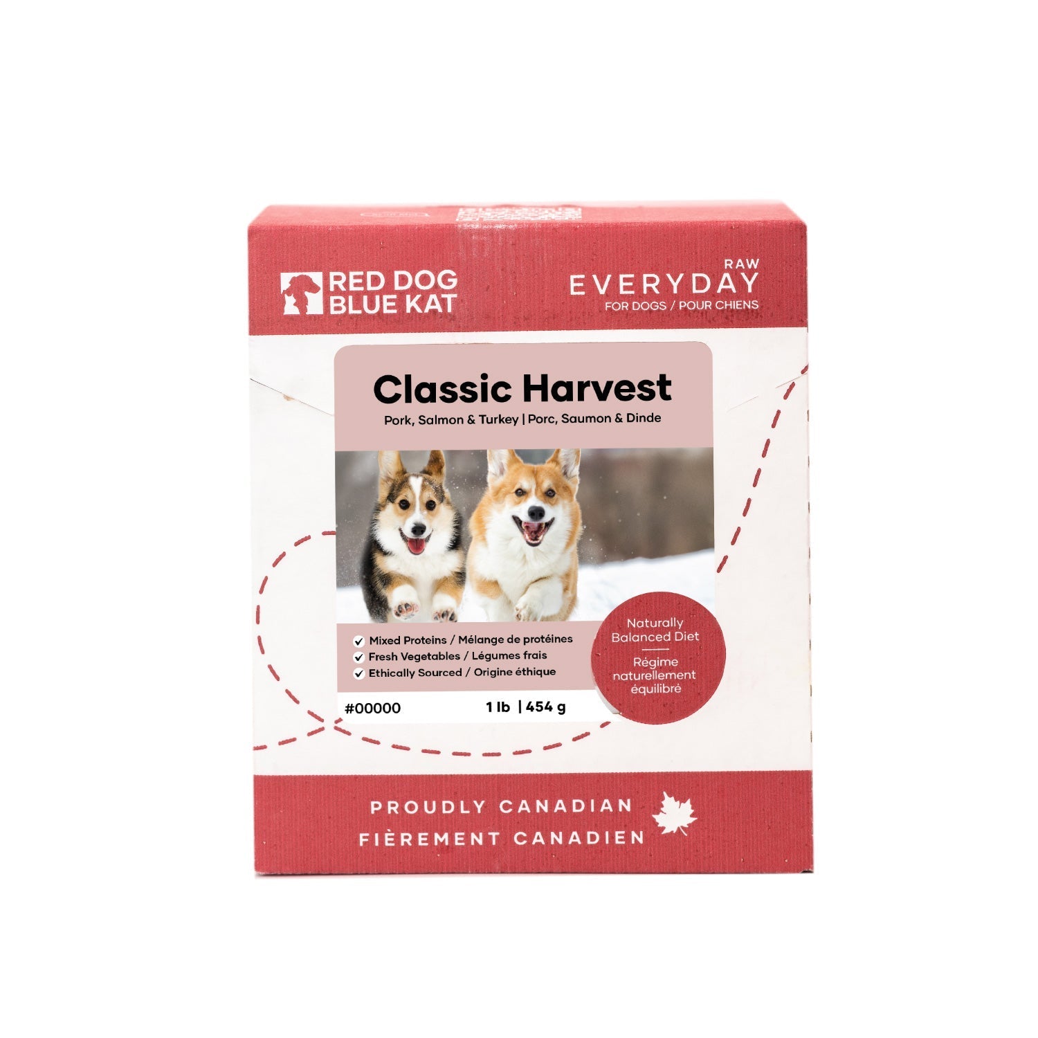 Everyday Raw Classic Harvest (Pork, Fish & Turkey) 1 lb (8 per case) Red Dog Blue Kat