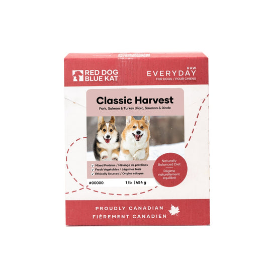 Everyday Raw Classic Harvest (Pork, Fish & Turkey) 1 lb (8 per case) Red Dog Blue Kat