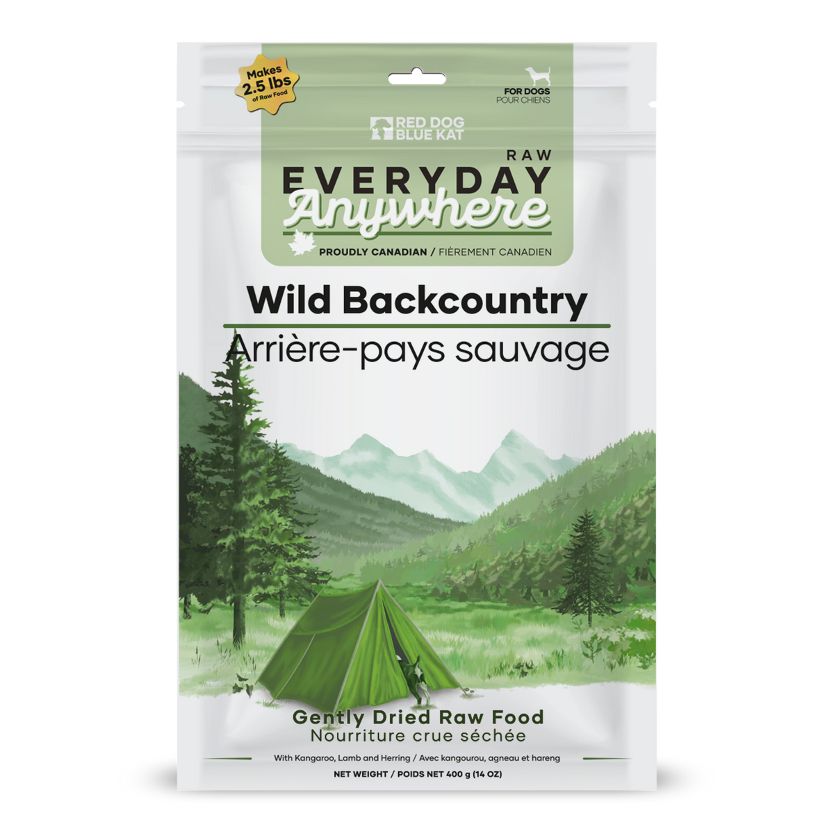 Everyday Raw Anywhere Wild Backcountry for Dog (400 g bag) Red Dog Blue Kat