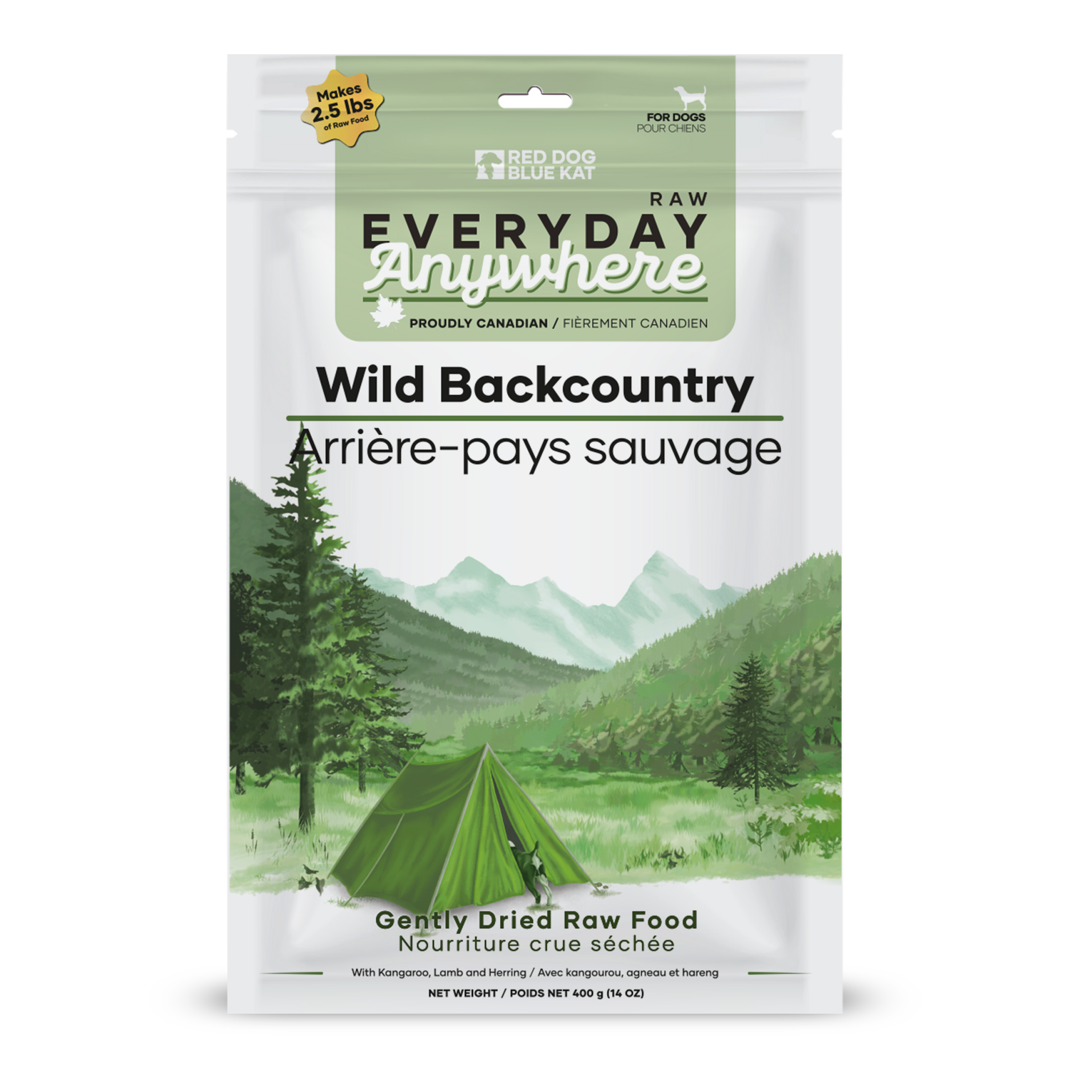 Everyday Raw Anywhere Wild Backcountry for Dog (400 g bag) Red Dog Blue Kat