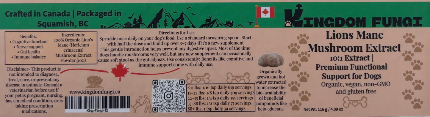 Lion’s Mane Mushroom Extract Powder URBAN PAW PETS